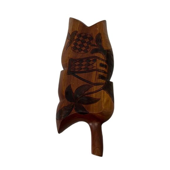 Hand Carved‎ Mahogany Wood Art Centerpiece or Charcuterie Board - Picture 2 of 4